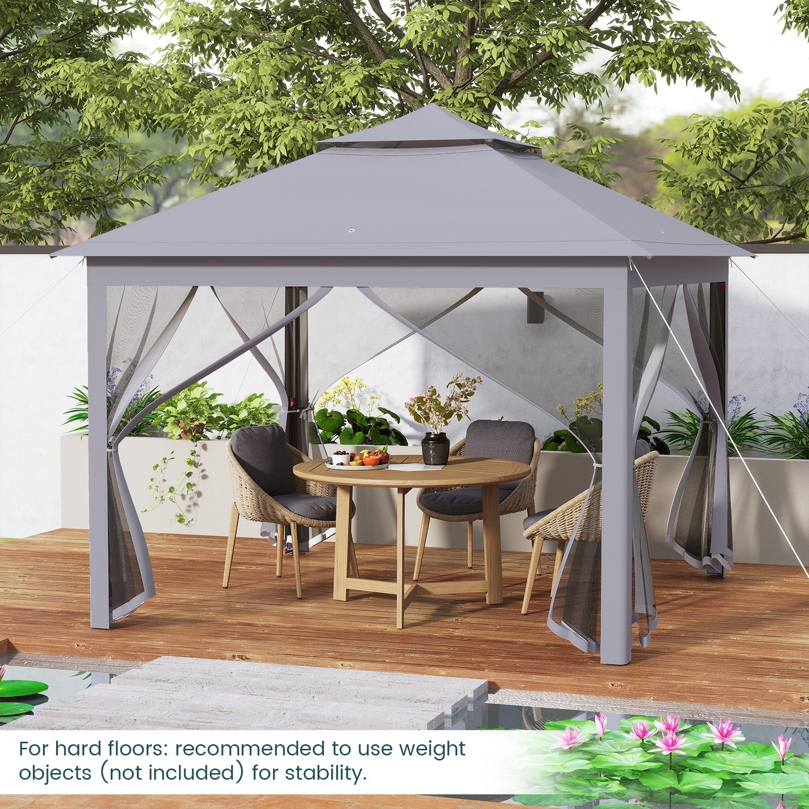 11 x 11 Feet 2-Tier Pop-Up Gazebo Tent Portable Canopy Shelter Carry Bag Mesh