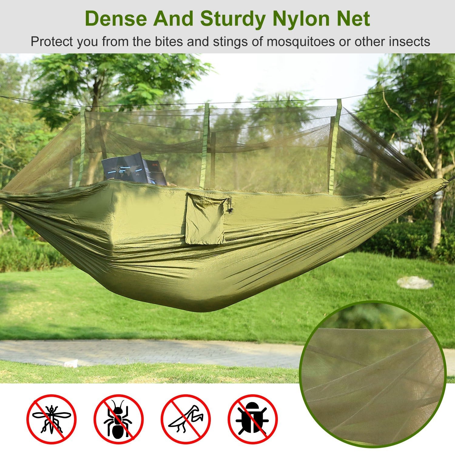 600lbs Two Person Hammock Mosquito Net Camping Hiking Portable Nylon