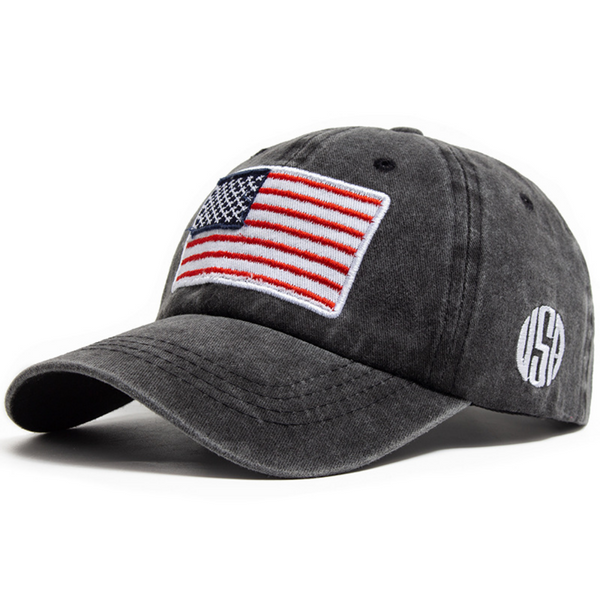 Men's And Women's Identical National Flag-style Side-stitched Letters Distressed And Rounded Edges Soft-top Adjustable Trendy Retro Baseball Cap Suitable For Outdoor Sports, Camping And Daily Use.