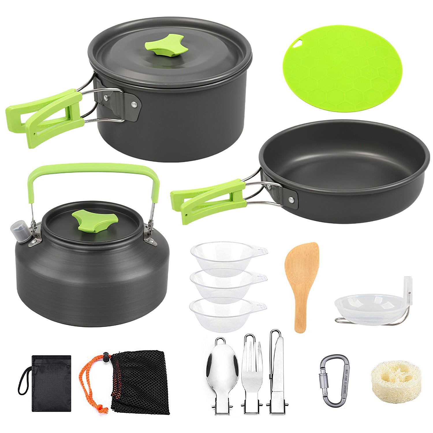 16 Piece Camping Cookware Set Stove Pot Pan Kettle Kit