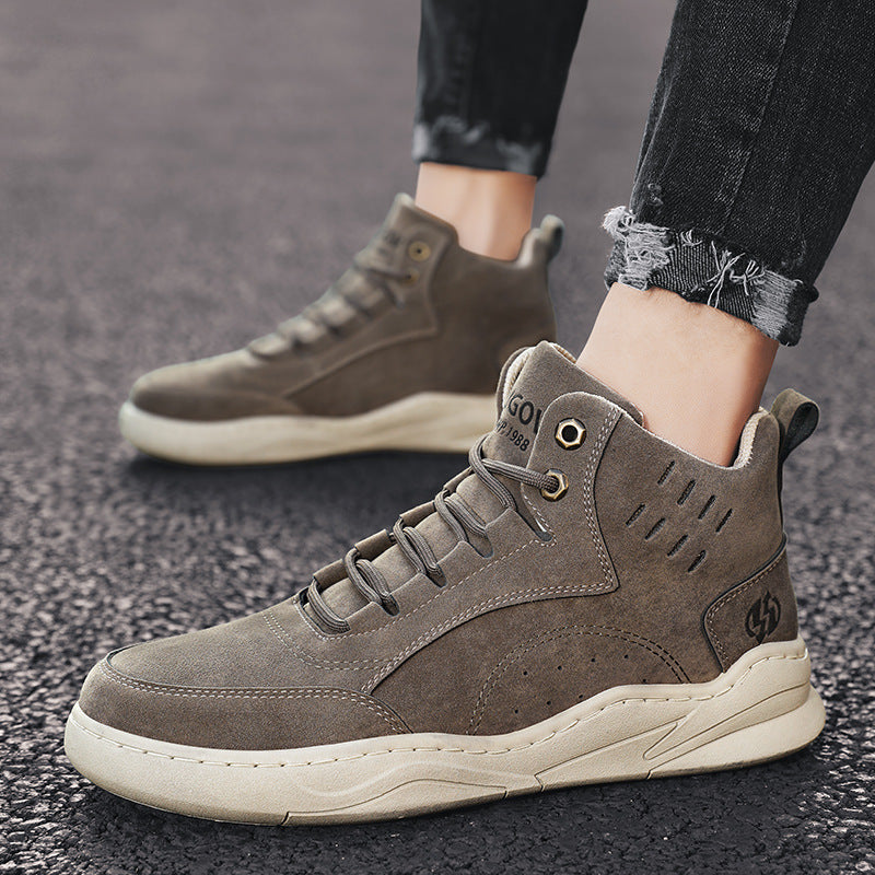 Business Men's High Quality Casual Shoes Fashion Trend Men's Sports Leather Shoes Comfortable Lace-Up Non-Slip Walking Shoes Leather Luxury Non-Slip Hiking Boots Outdoor Lightweight Shoes