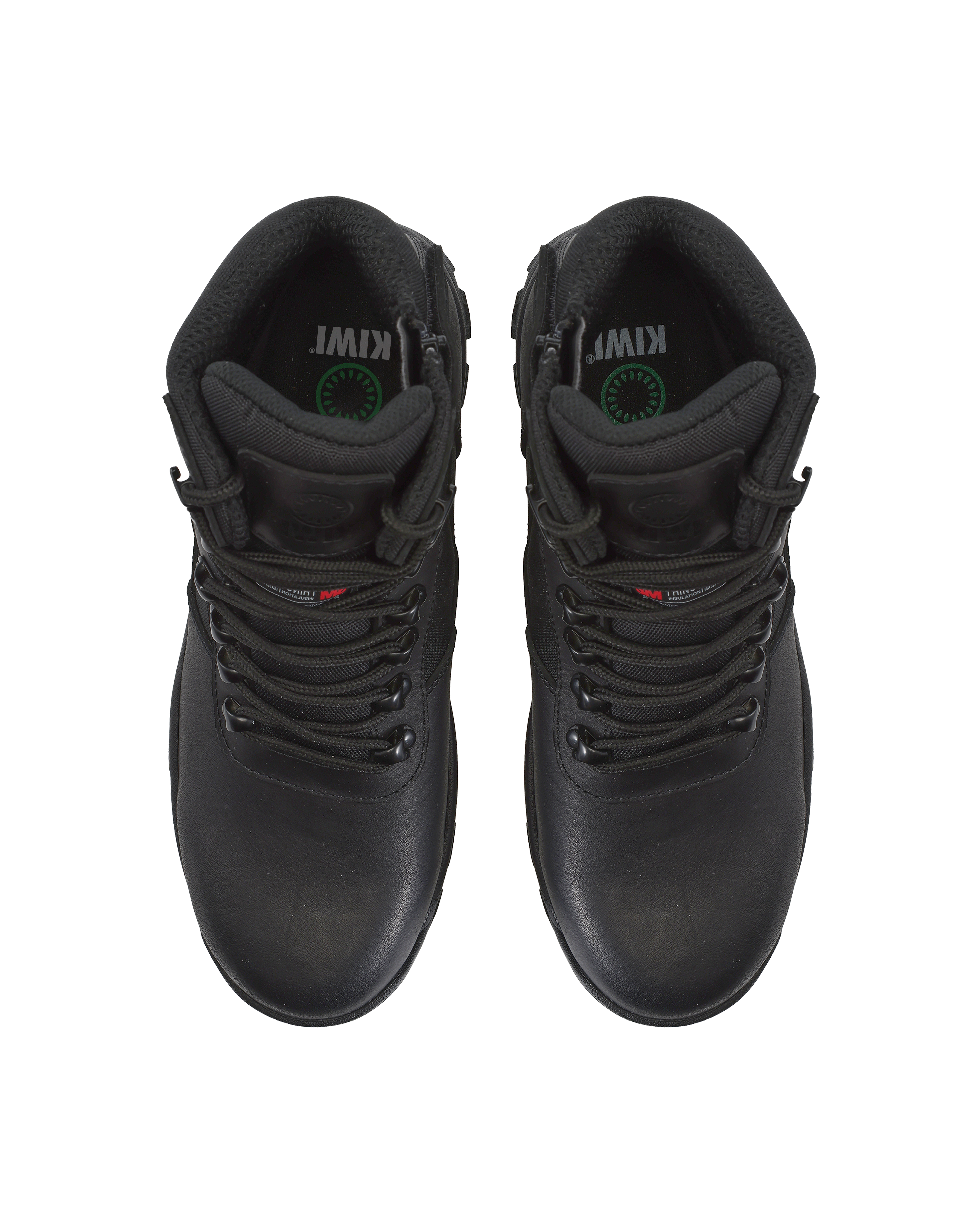 Kiwi Rugged Black Full Grain Leather Mid-Cut 6" Zipped Waterproof Tactical Boots [63100]