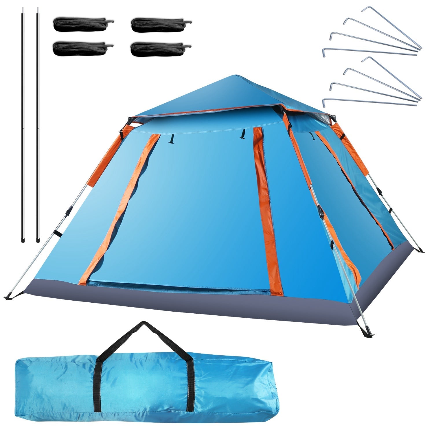 4-5 Person Waterproof Camping Tent Foldable Mosquito Net Hiking Bag
