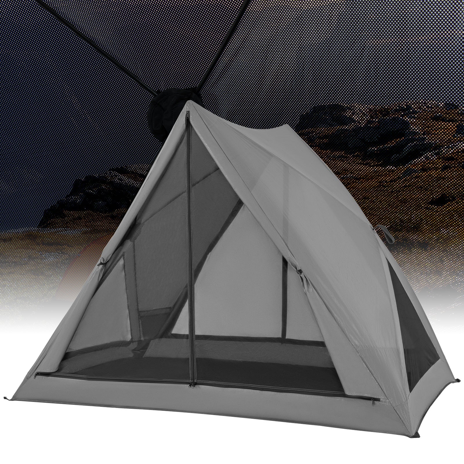Pop Up 2-3 Person Camping Tent Rainfly Carry Bag Gray
