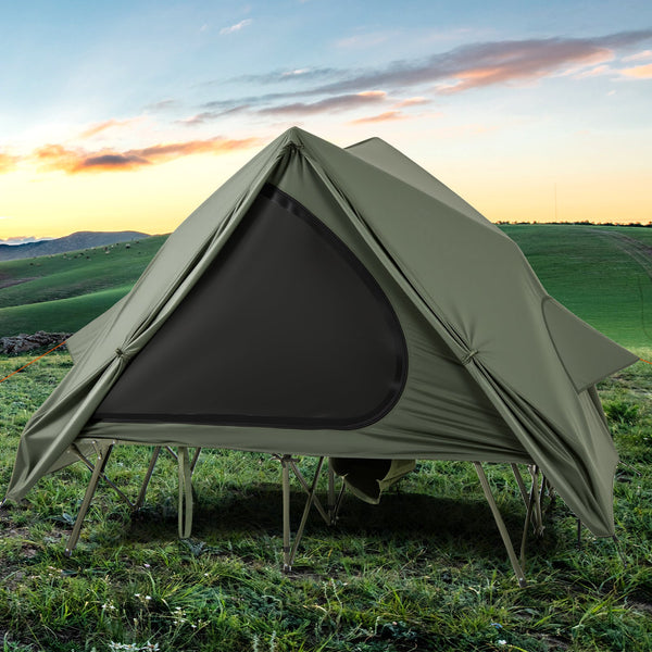 Foldable 2 Person Camping Cot Tent Pop Up Shelter Wheeled