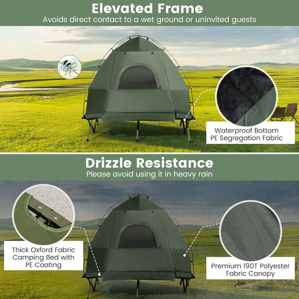 5-in-1 Two Person Camping Tent Cot Air Mattress Sleeping Bag
