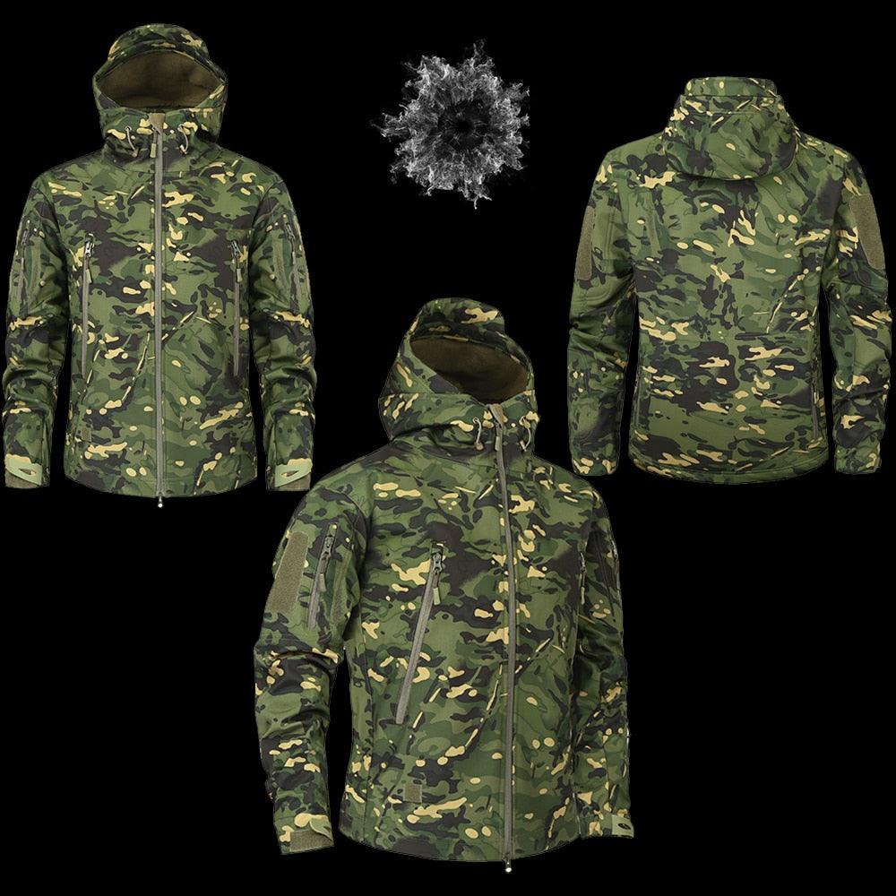 Men Camouflage Lightweight Water Resistant Tactical Windbreaker Outdoor Jacket Coat