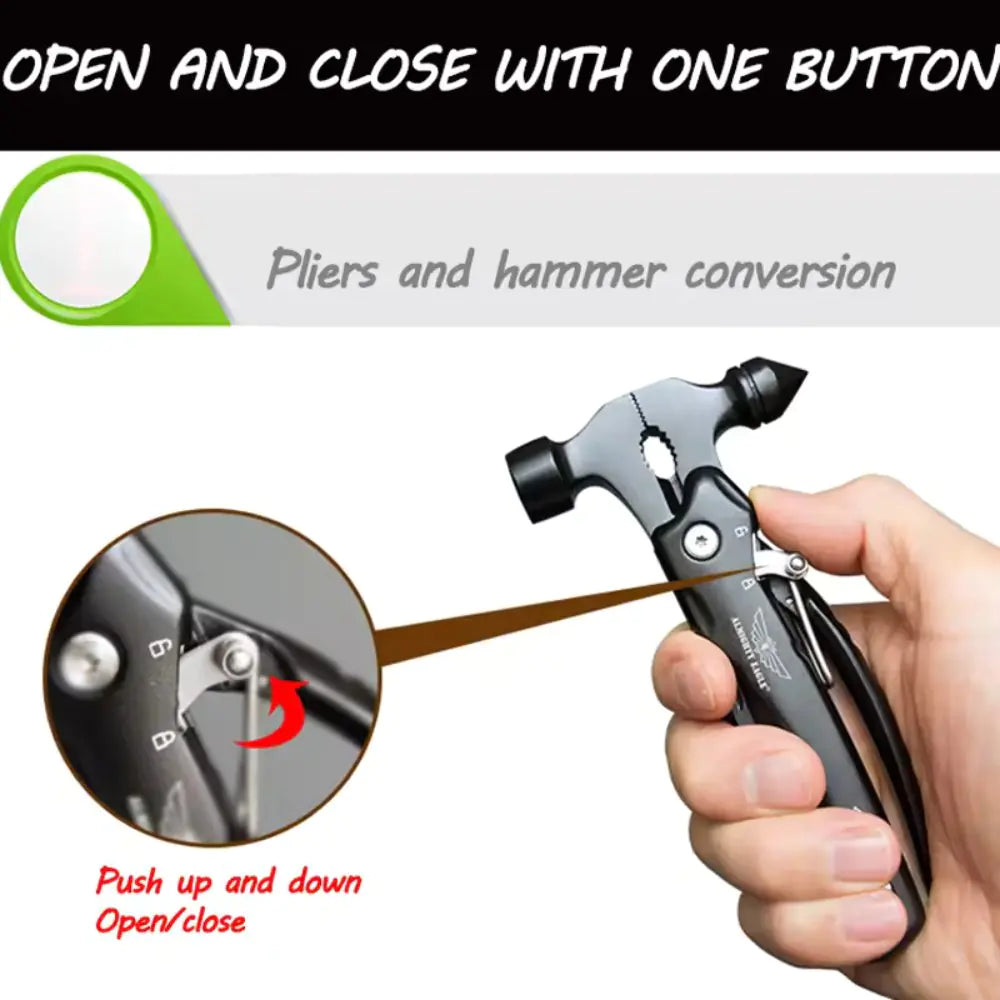 Multi-Tool Hammer Hatchet Knife Saw Mini Claw Safety Tool