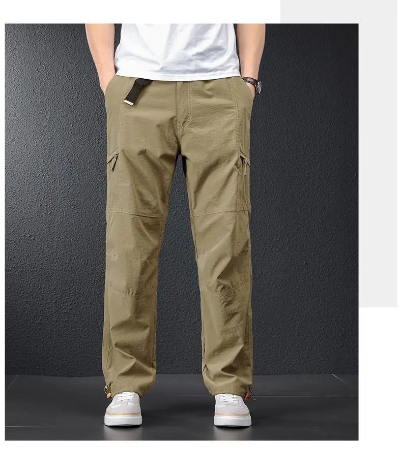 Men Ice Silk Quick Dry Hiking Travel Pants Lightweight Summer