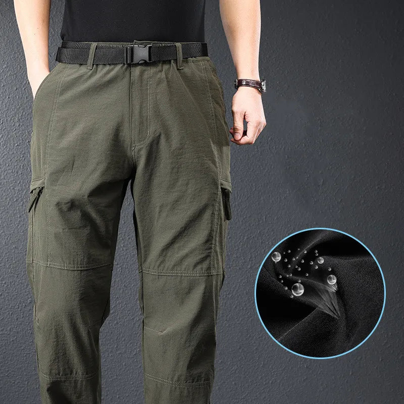 Men Ice Silk Quick Dry Hiking Travel Pants Lightweight Summer