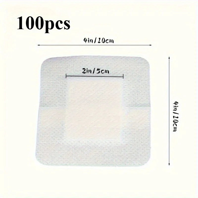 100PCS Wound Dressings, Breathable Edge Gauze Pads, Latex Free Bandages, Self-adhesive Wound Dressings