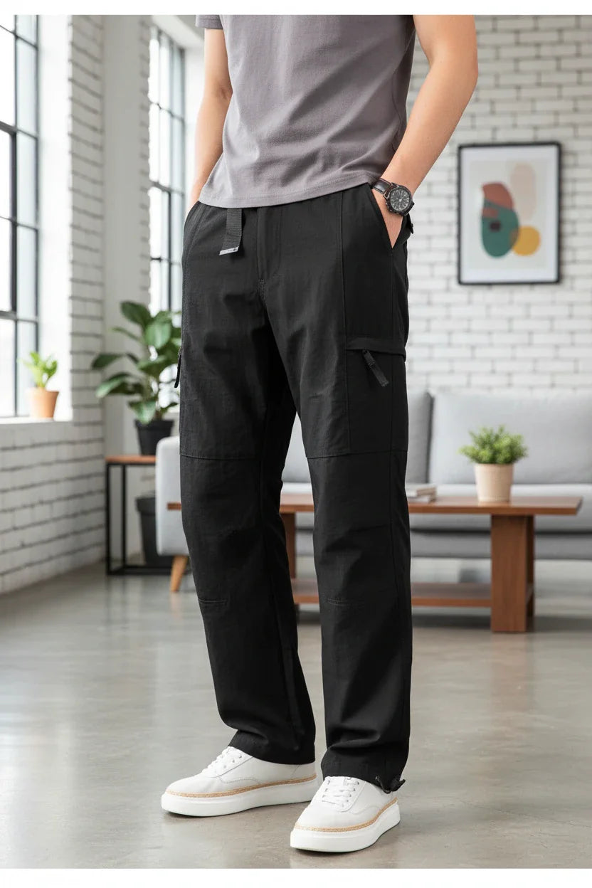 Men Ice Silk Quick Dry Hiking Travel Pants Lightweight Summer