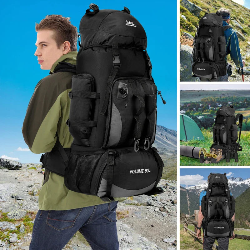 90L Waterproof Hiking Camping Backpack Large Capacity Trekking Rucksack Bag
