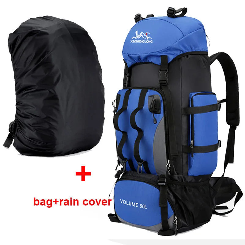 90L Waterproof Hiking Camping Backpack Large Capacity Trekking Rucksack Bag