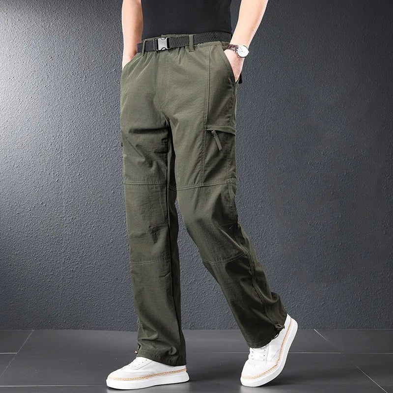 Men Ice Silk Quick Dry Hiking Travel Pants Lightweight Summer