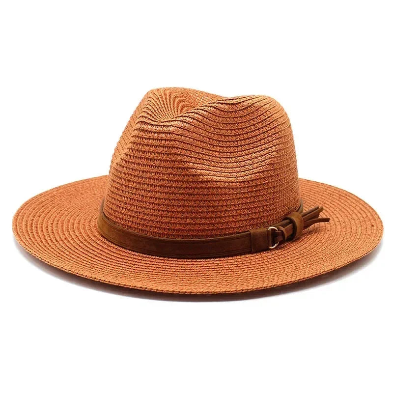 New Big Size 59-60CM Panama Hat Summer Sun Hats for Women Man Outdoor Beach Straw UV Protection Cap Chapeau Jazz Trilby Cap