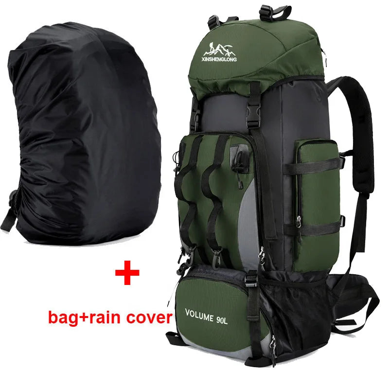 90L Waterproof Hiking Camping Backpack Large Capacity Trekking Rucksack Bag