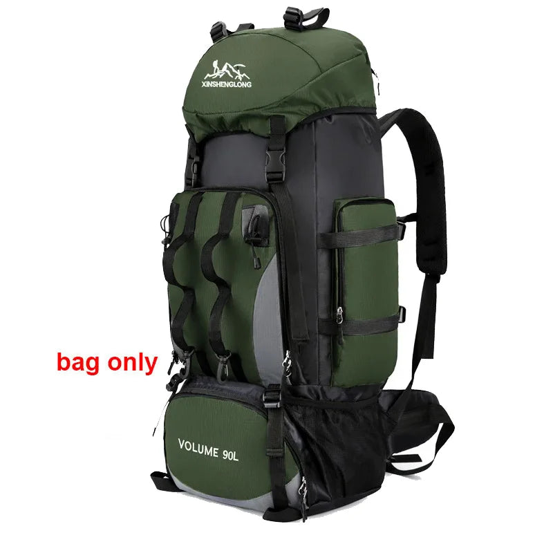 90L Waterproof Hiking Camping Backpack Large Capacity Trekking Rucksack Bag