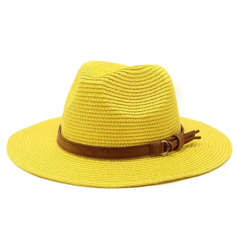 New Big Size 59-60CM Panama Hat Summer Sun Hats for Women Man Outdoor Beach Straw UV Protection Cap Chapeau Jazz Trilby Cap