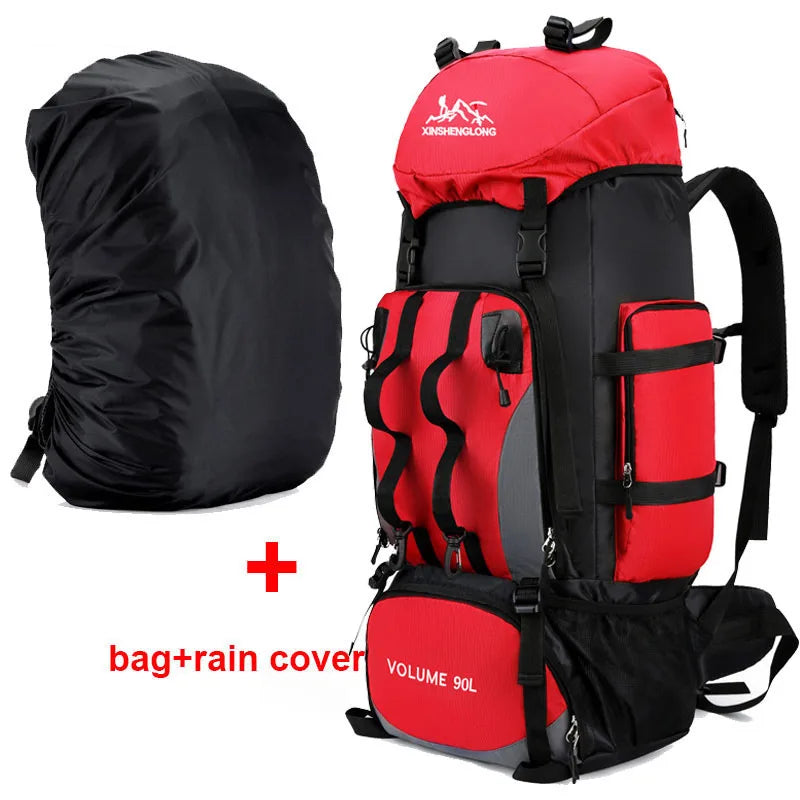 90L Waterproof Hiking Camping Backpack Large Capacity Trekking Rucksack Bag