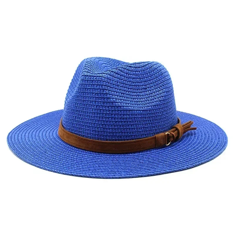 New Big Size 59-60CM Panama Hat Summer Sun Hats for Women Man Outdoor Beach Straw UV Protection Cap Chapeau Jazz Trilby Cap