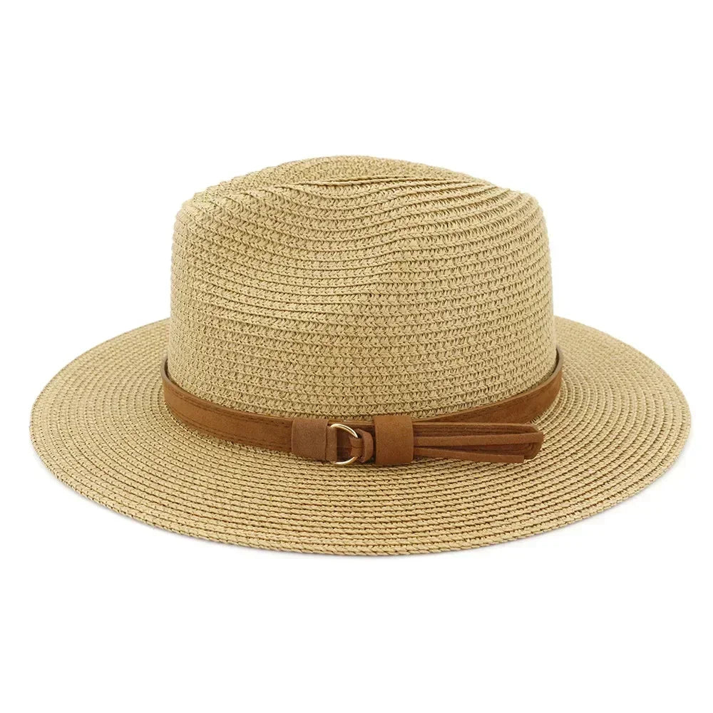 New Big Size 59-60CM Panama Hat Summer Sun Hats for Women Man Outdoor Beach Straw UV Protection Cap Chapeau Jazz Trilby Cap