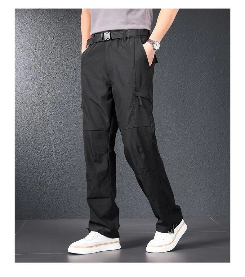 Men Ice Silk Quick Dry Hiking Travel Pants Lightweight Summer