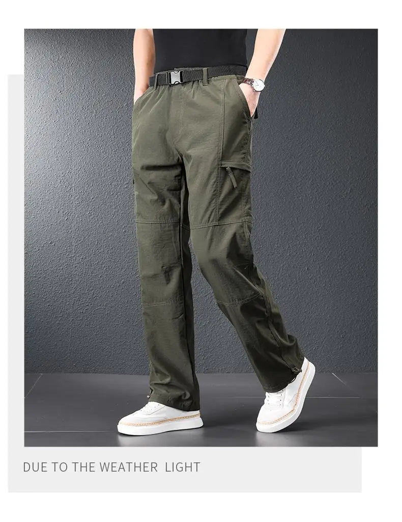 Men Ice Silk Quick Dry Hiking Travel Pants Lightweight Summer