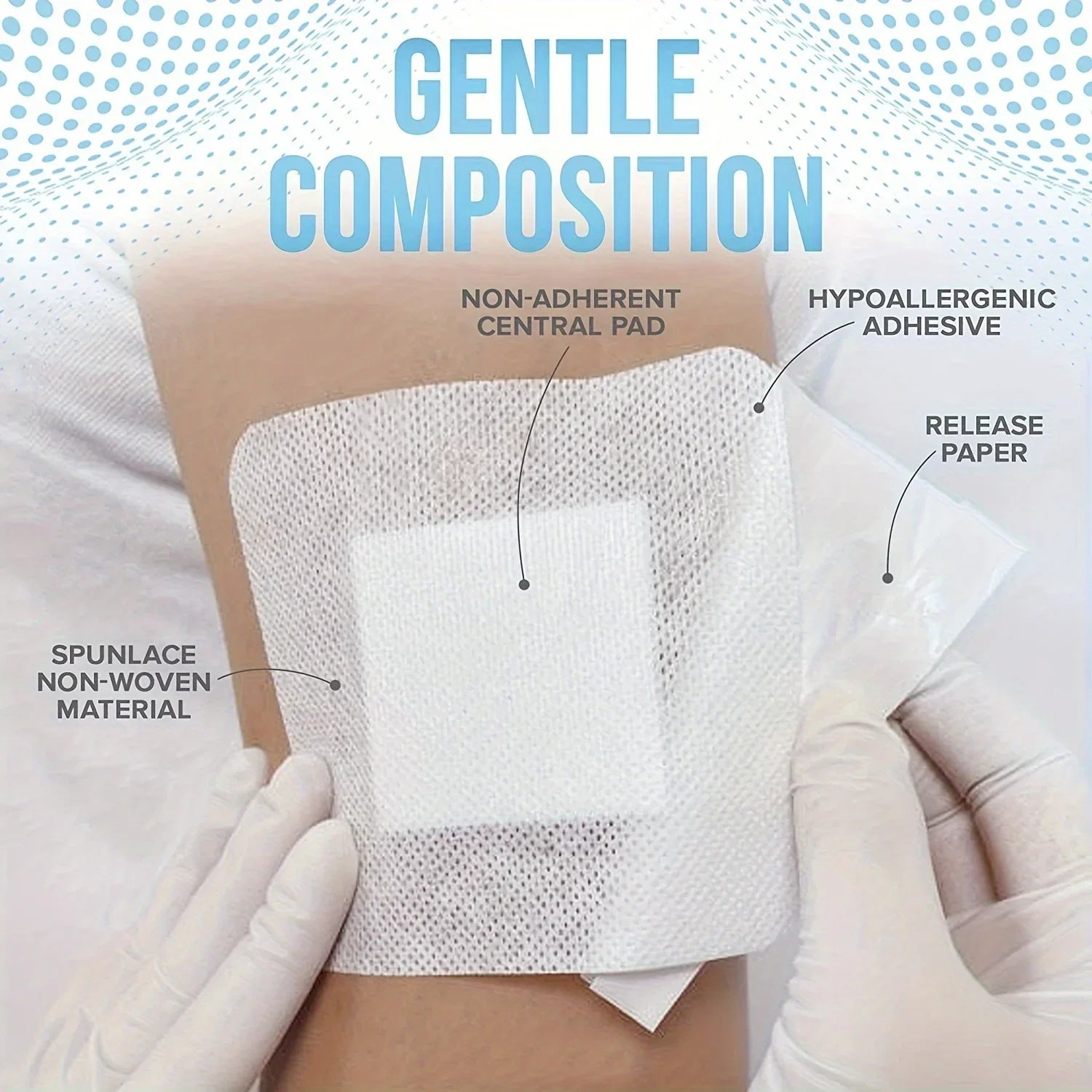 100PCS Wound Dressings, Breathable Edge Gauze Pads, Latex Free Bandages, Self-adhesive Wound Dressings