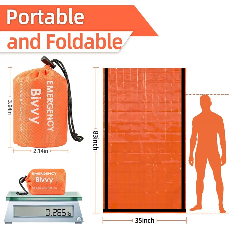 Emergency Sleeping Bag Survival Blanket Thermal Mylar Bivy Sack Lightweight Waterproof Portable Shelter For Camping Hiking