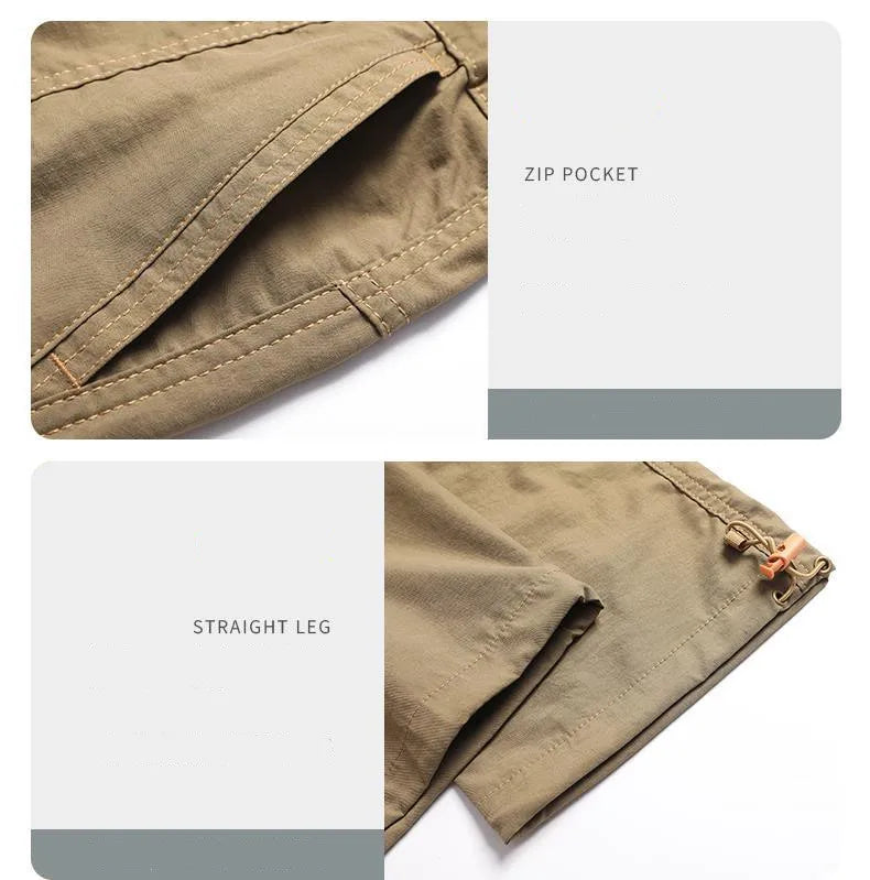 Men Ice Silk Quick Dry Hiking Travel Pants Lightweight Summer