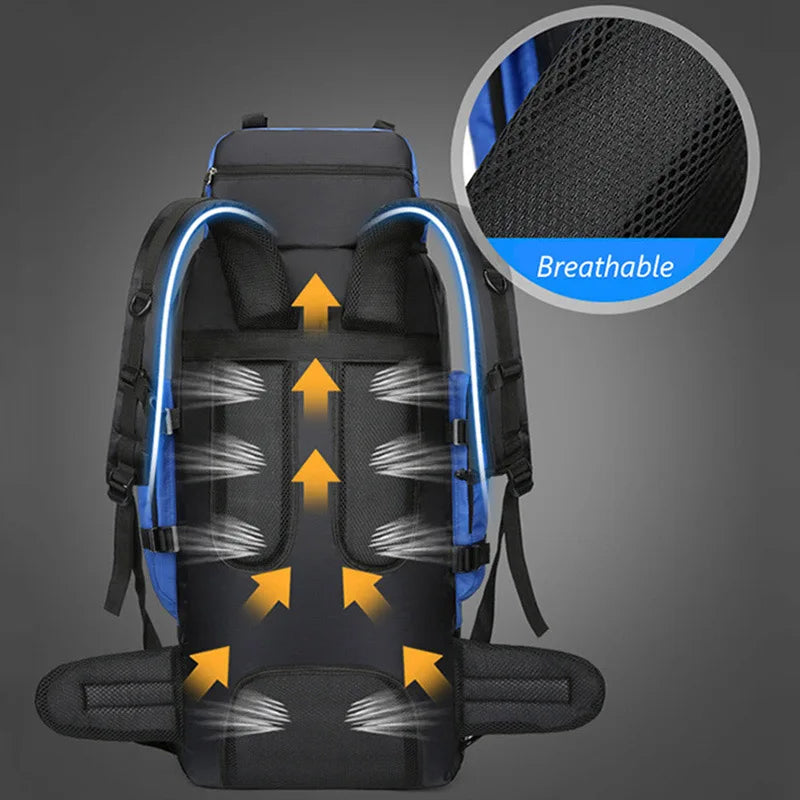 90L Waterproof Hiking Camping Backpack Large Capacity Trekking Rucksack Bag