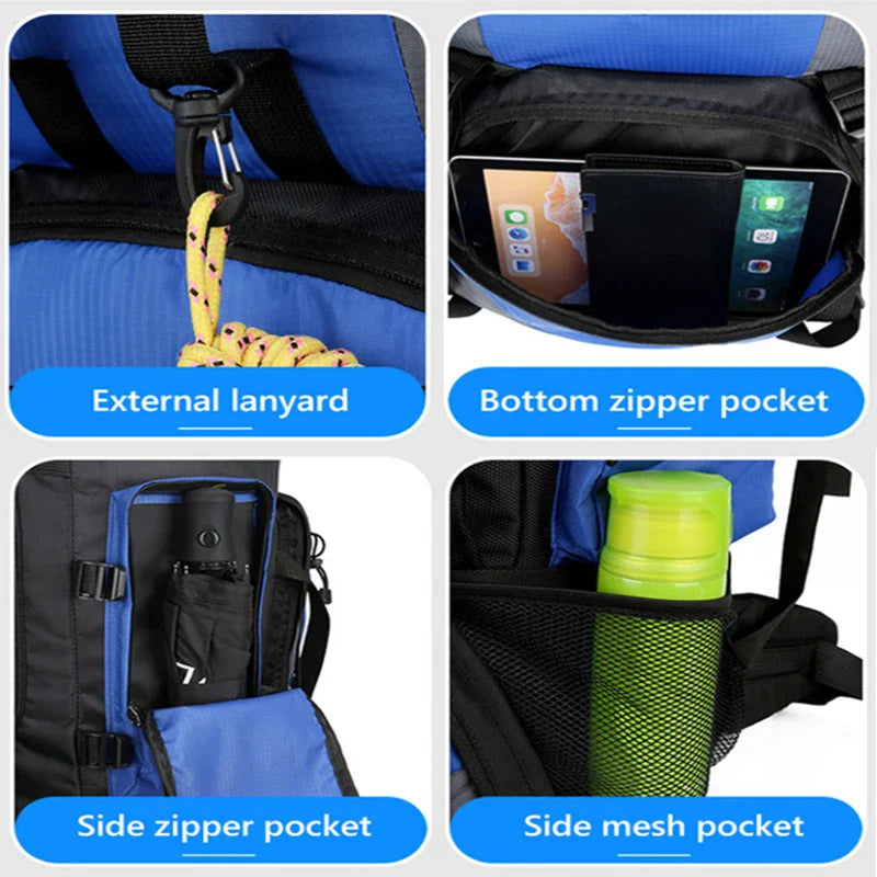 90L Waterproof Hiking Camping Backpack Large Capacity Trekking Rucksack Bag