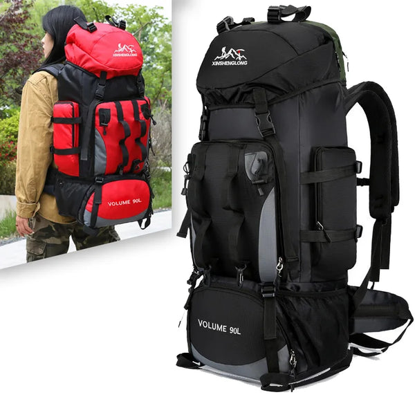 90L Waterproof Hiking Camping Backpack Large Capacity Trekking Rucksack Bag