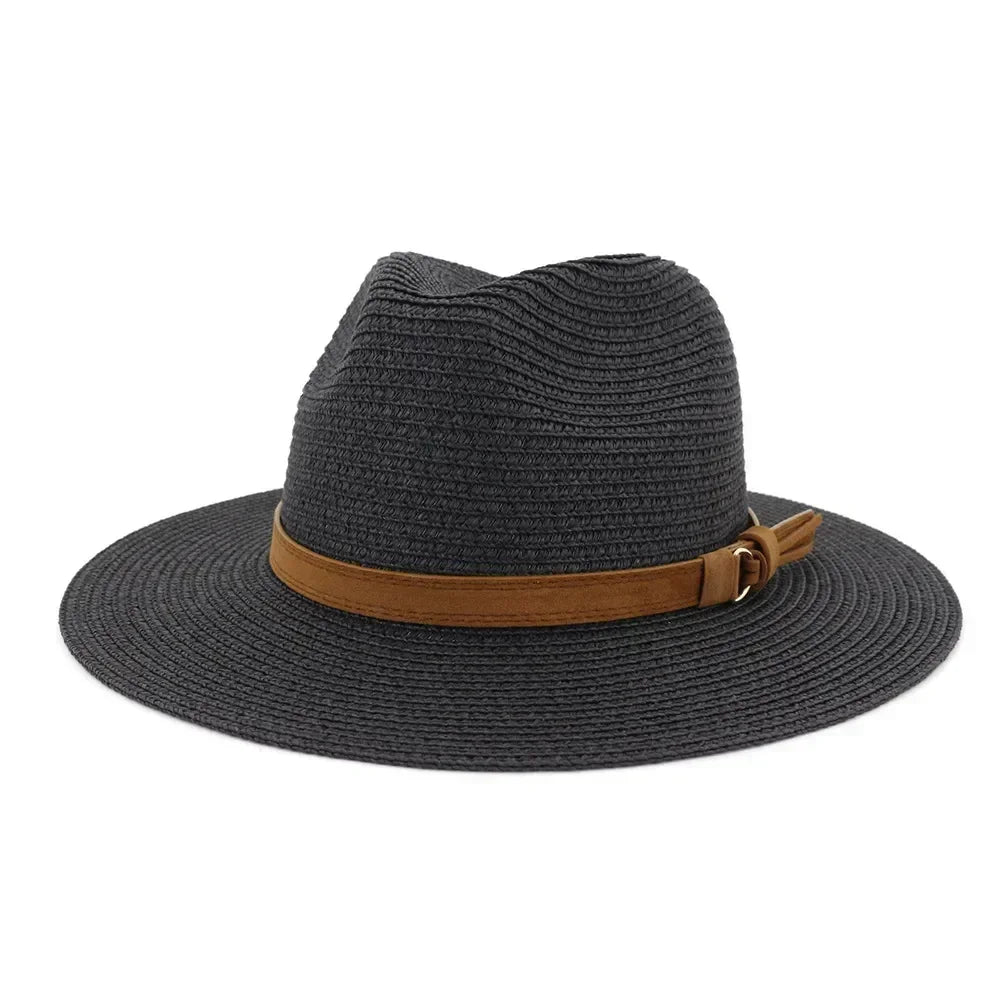 New Big Size 59-60CM Panama Hat Summer Sun Hats for Women Man Outdoor Beach Straw UV Protection Cap Chapeau Jazz Trilby Cap