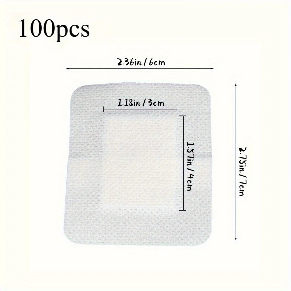 100PCS Wound Dressings, Breathable Edge Gauze Pads, Latex Free Bandages, Self-adhesive Wound Dressings