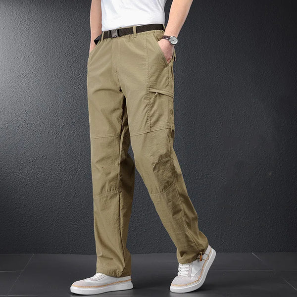 Men Ice Silk Quick Dry Hiking Travel Pants Lightweight Summer
