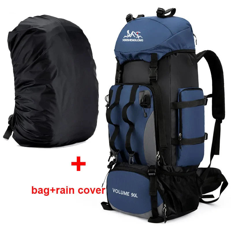 90L Waterproof Hiking Camping Backpack Large Capacity Trekking Rucksack Bag