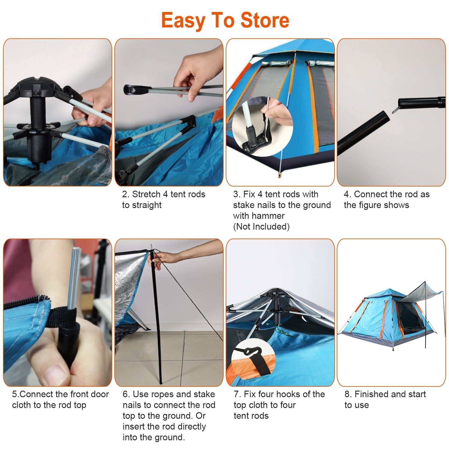 4-5 Person Waterproof Camping Tent Foldable Mosquito Net Hiking Bag