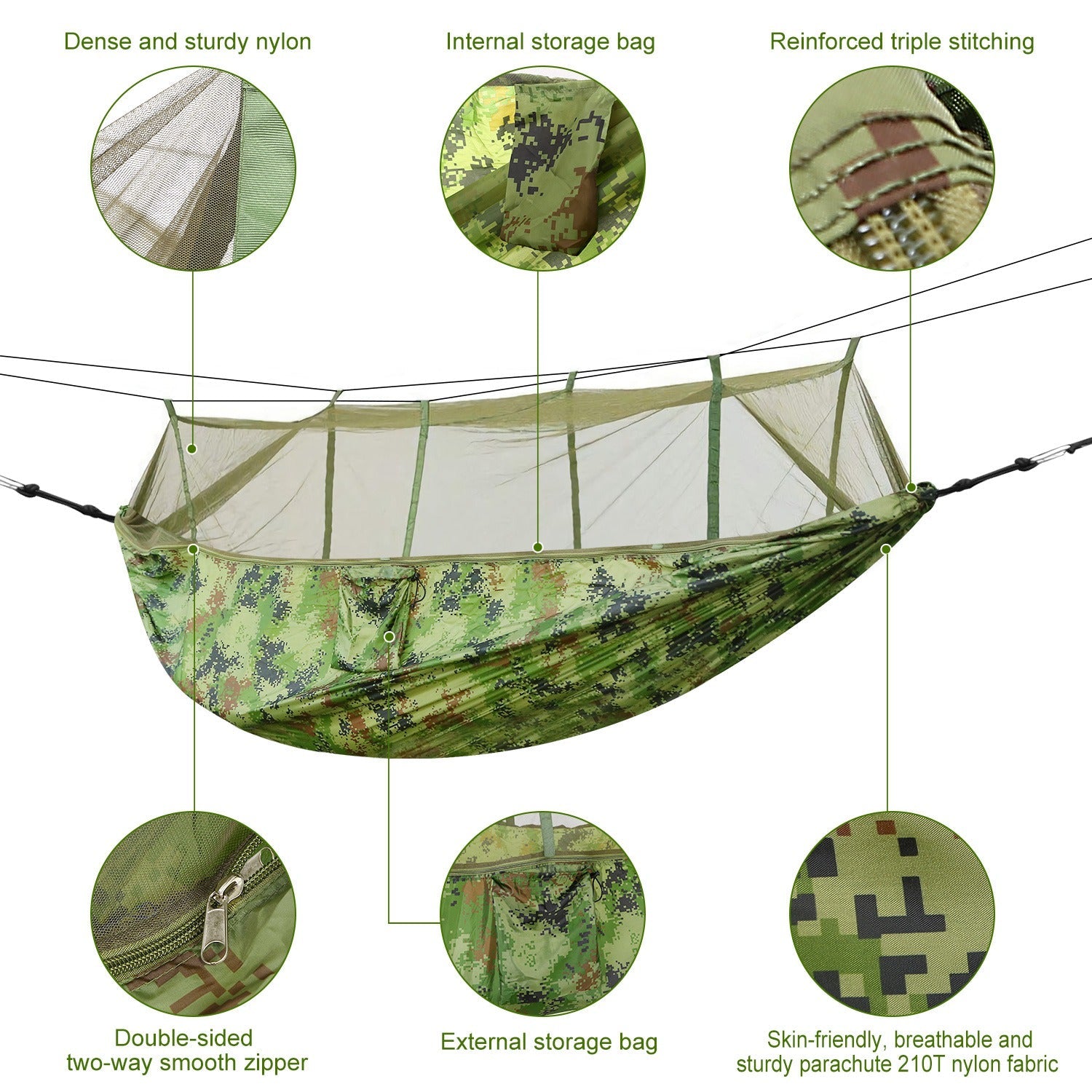 600lbs Two Person Hammock Mosquito Net Camping Hiking Portable Nylon