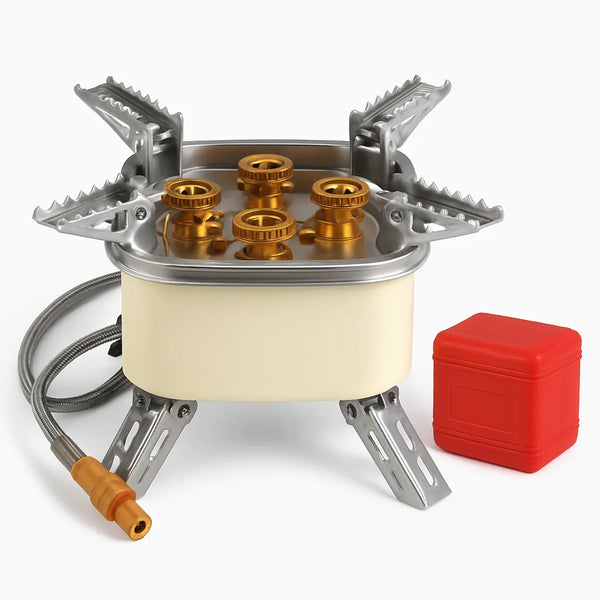 13000W Portable Windproof Camping Stove Five Head Gas Burner Ignition