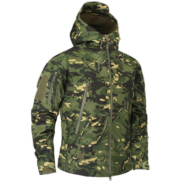 Men Camouflage Lightweight Water Resistant Tactical Windbreaker Outdoor Jacket Coat
