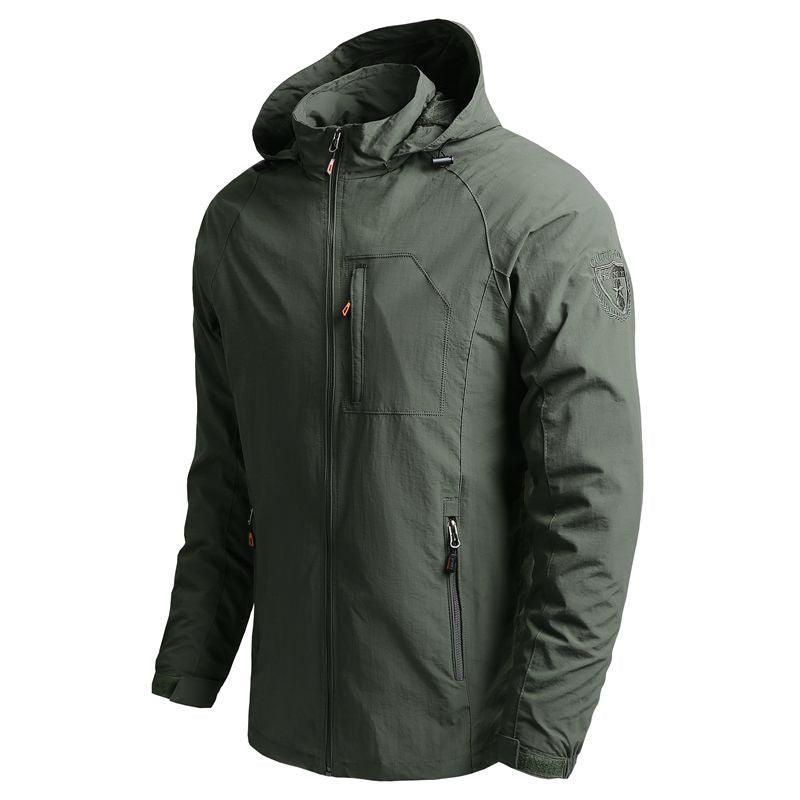 Men Waterproof Hooded Hiking Windbreaker Jacket Lightweight Tactical 5XL