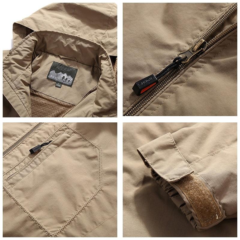 Men Waterproof Hooded Hiking Windbreaker Jacket Lightweight Tactical 5XL