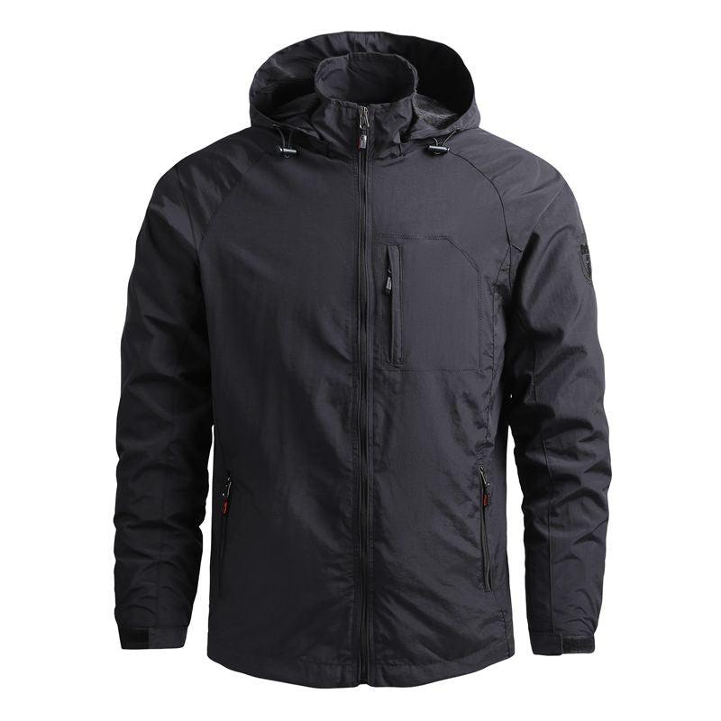 Men Waterproof Hooded Hiking Windbreaker Jacket Lightweight Tactical 5XL