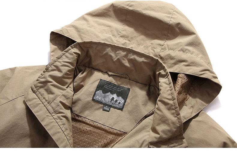 Men Waterproof Hooded Hiking Windbreaker Jacket Lightweight Tactical 5XL