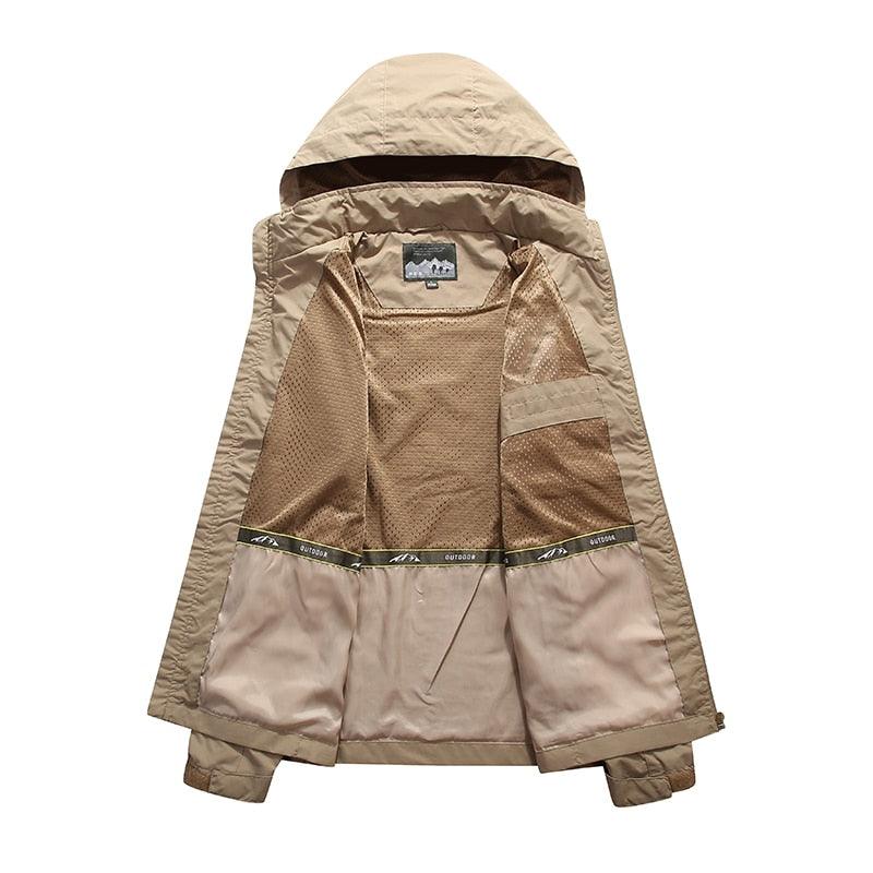 Men Waterproof Hooded Hiking Windbreaker Jacket Lightweight Tactical 5XL