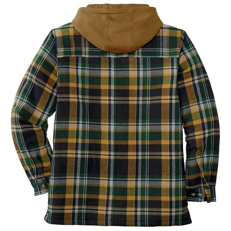 Men Plaid Hooded Autumn Winter Shirt Jacket Casual Warm Coat