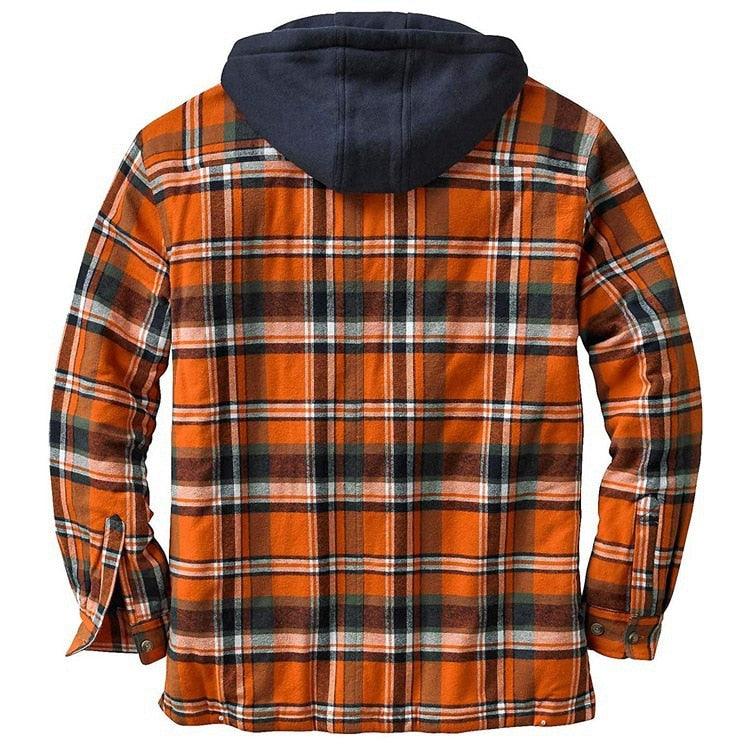 Men Plaid Hooded Autumn Winter Shirt Jacket Casual Warm Coat