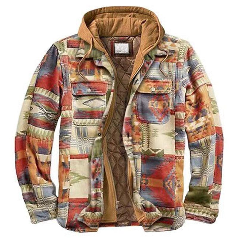 Men Plaid Hooded Autumn Winter Shirt Jacket Casual Warm Coat
